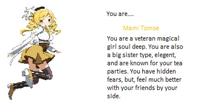 'What Madoka Magica Character are You?' result: mami tomoe