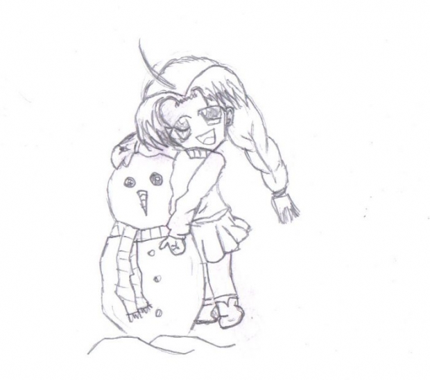 Snowman+girl