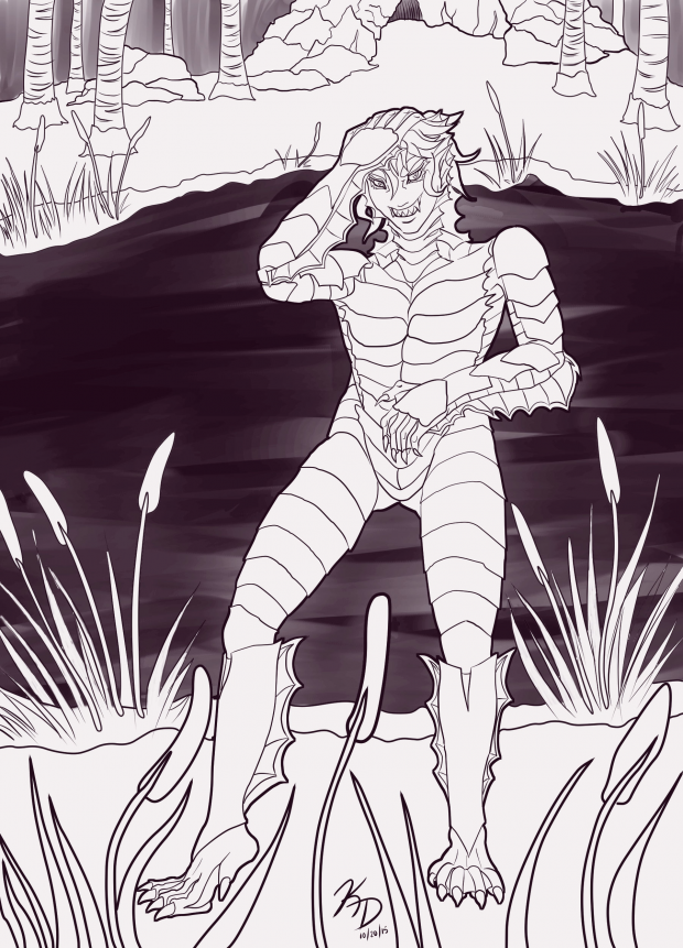 Drawlloween 2015 - Day 19: Creature From The Black Lagoon