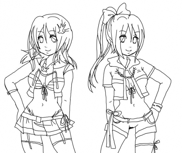 Rika and Sophie lineart