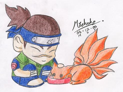 Iruka And Kyuubi (coloured)