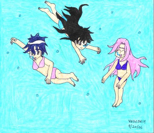 Kagome, Meryl & Sakura Swimming
