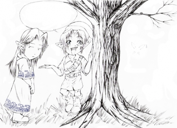 Link talks to trees ~lineart~
