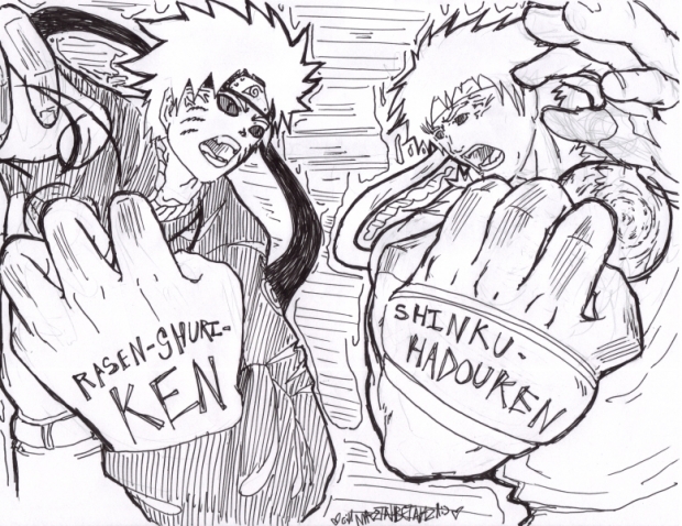 Naruto vs Ryu w/ pencil sketch!