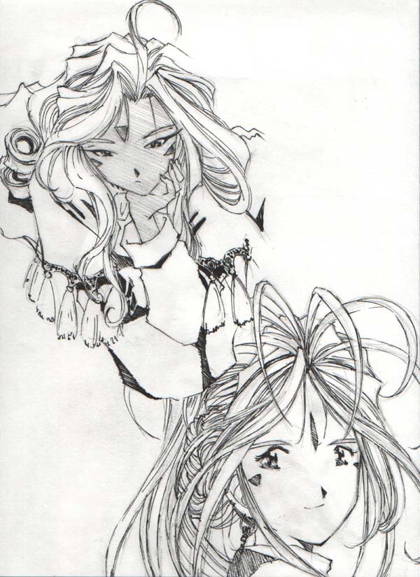 Belldandy and Urd Sketch