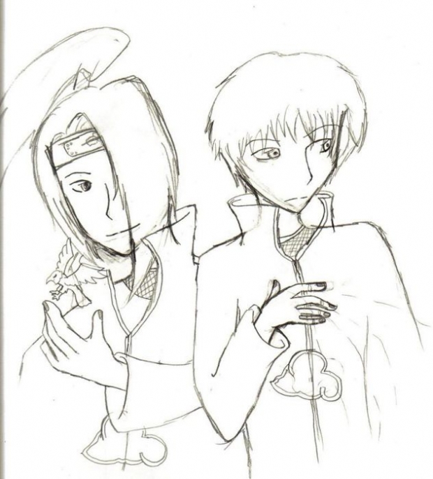 Deidara And Sasori Pencil Sketch