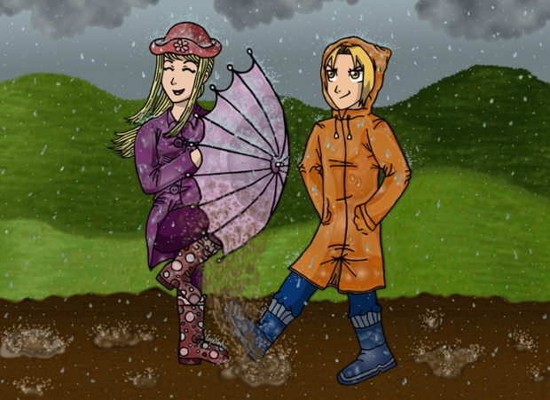 Ed And Winry Playin' In The Rain