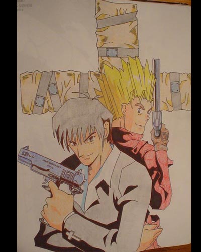 Vash And Nick In Front Of Cross