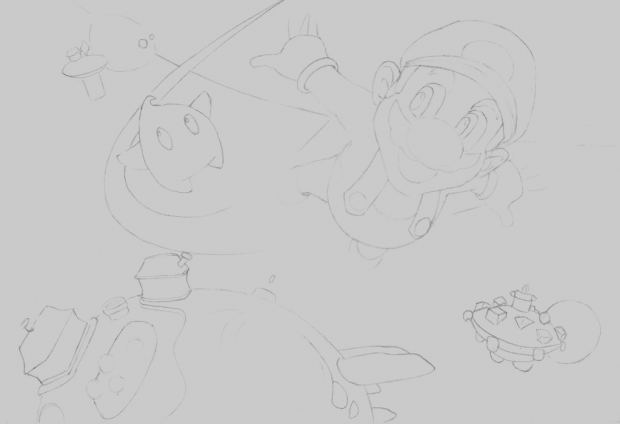 Mario galaxy line art