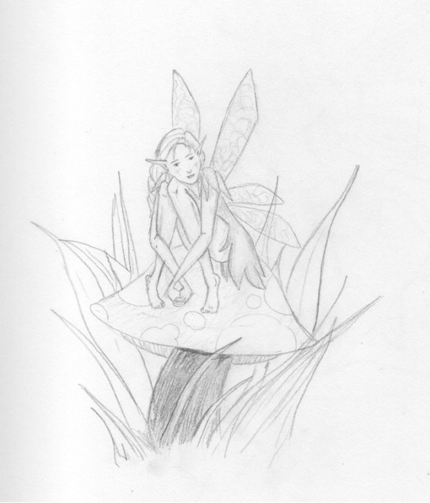 A Fairy Sitting On A Mushroom
