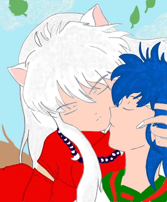 Inu And Kag Sitin In A Tree Kissing