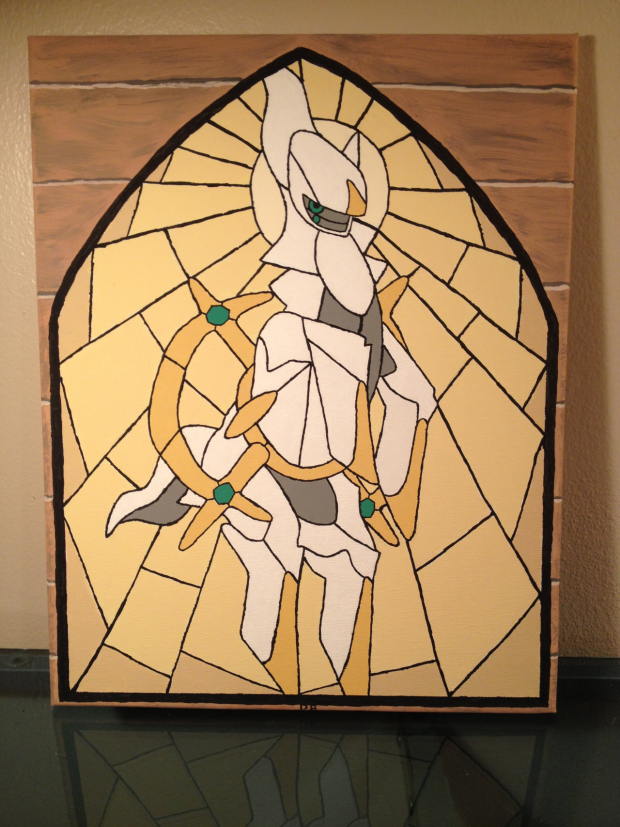 Arceus stained glass painting