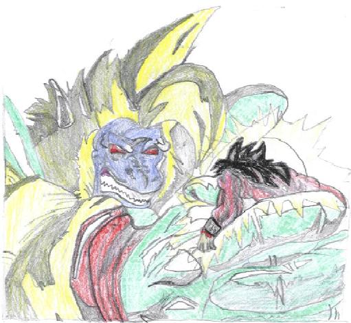 Oozaru Crushes Goku