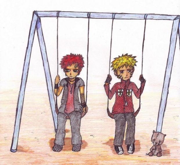 Two Emo Guys On A Swing