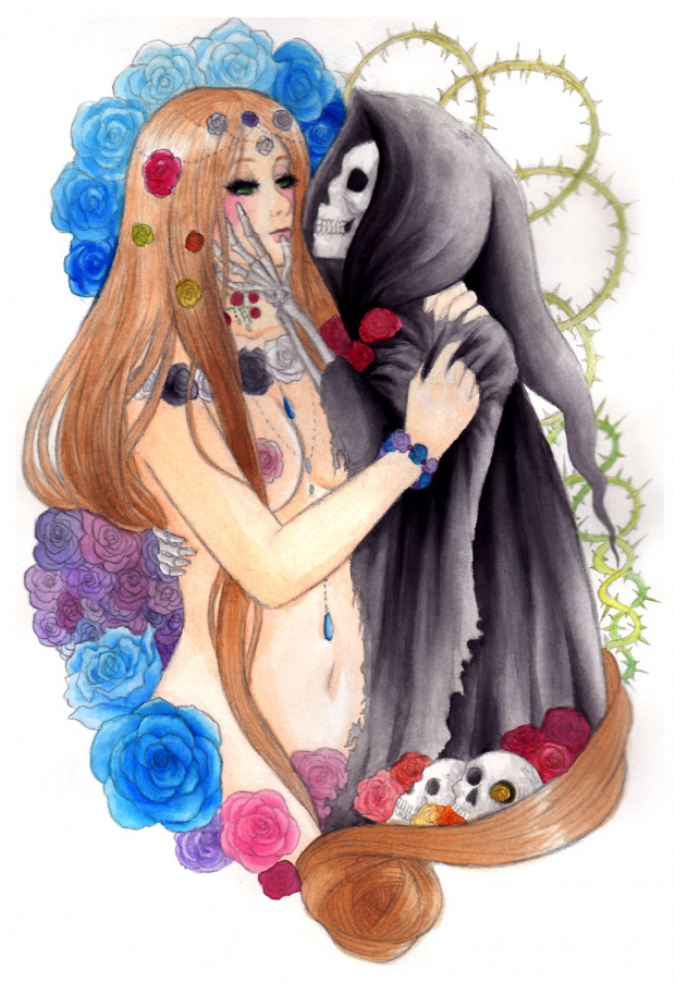 Kiss with Death (watercolour)