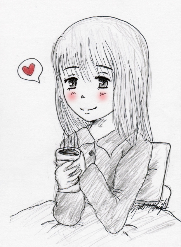 Girl with a mug all snuggle warm