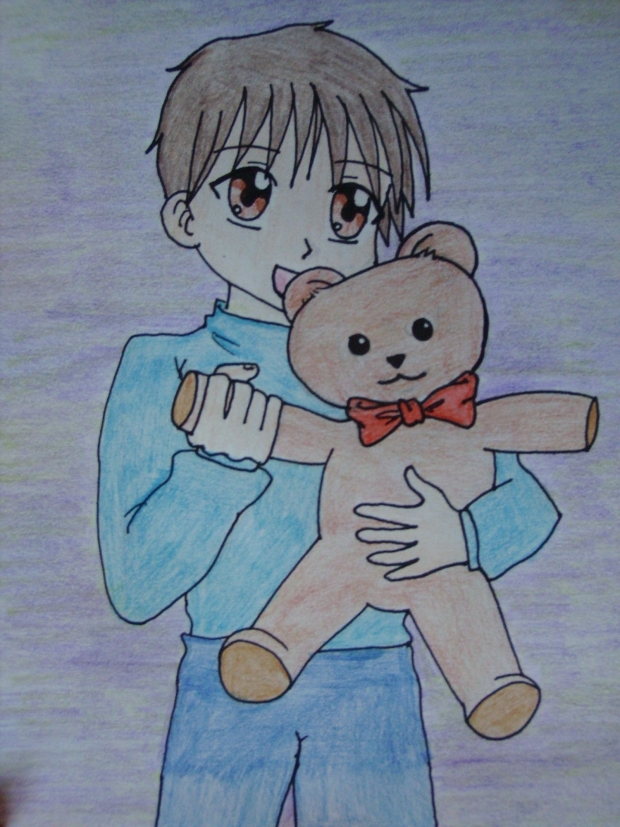 cute boy with bear