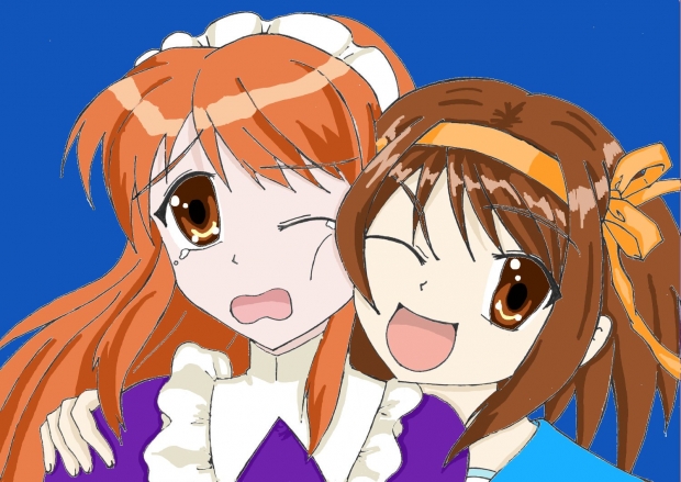 Mikuru and Haruhi (colored)