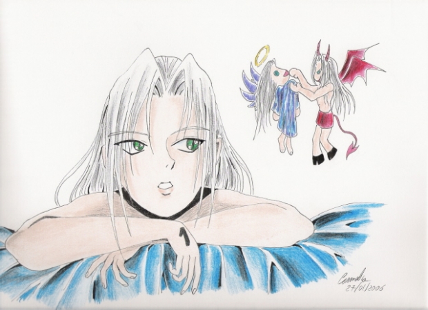 Sephy With Angel And Evil