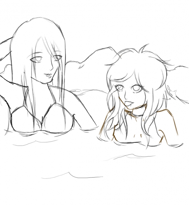 Art Trade with Magic Ringer - Okihi and Takara lineart