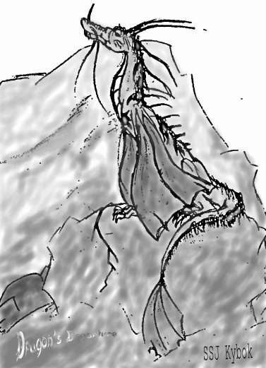 Dragon's Departure- greyscale