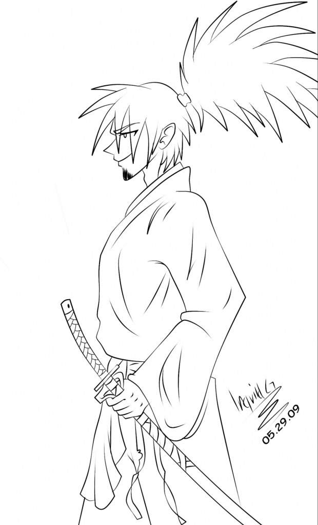 Jin Rei. The Demon Samurai: Lineart!