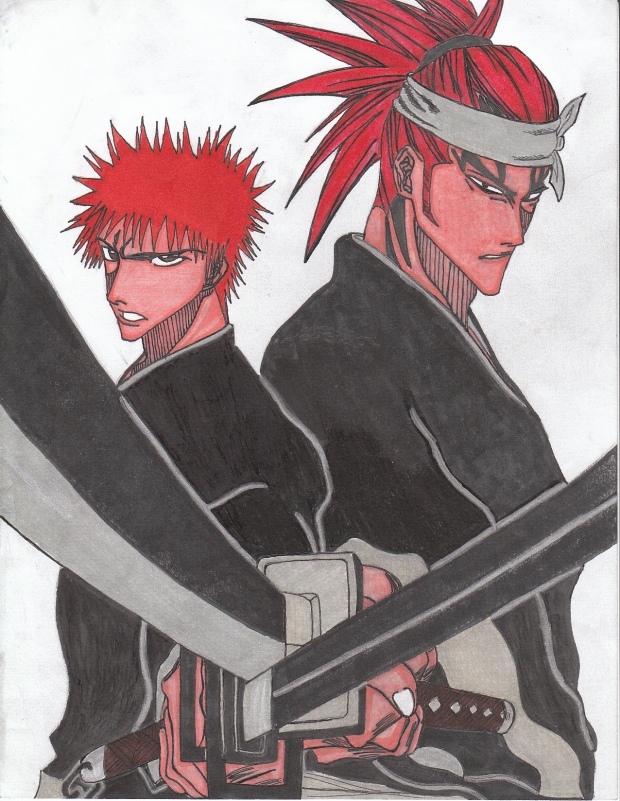 Renji and Ichigo cross swords