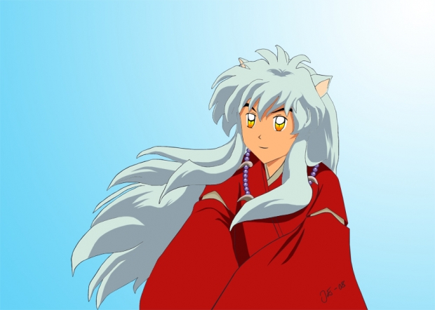 Happy Inuyasha in blowing wind