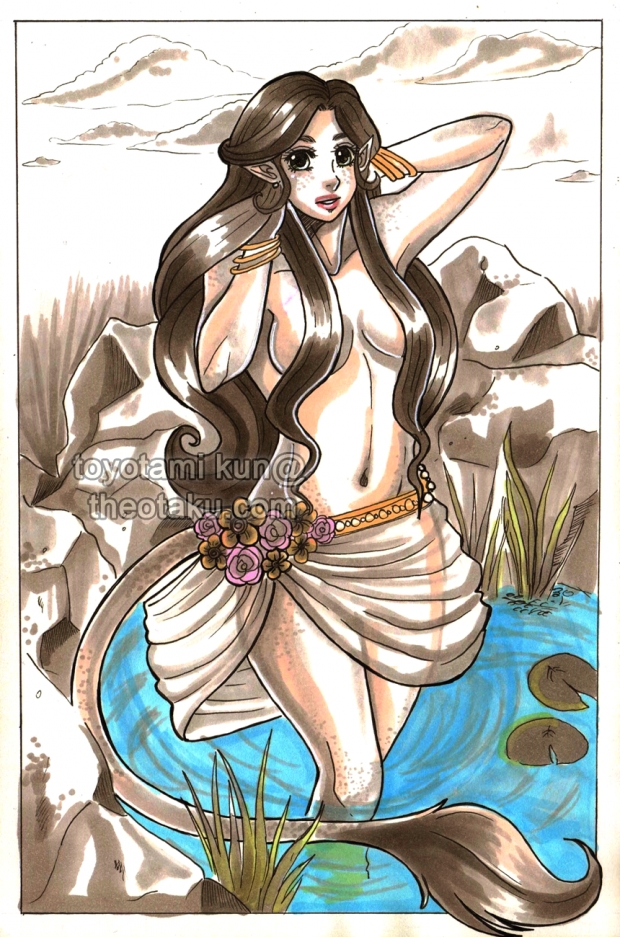 Refreshing dip in the pond.