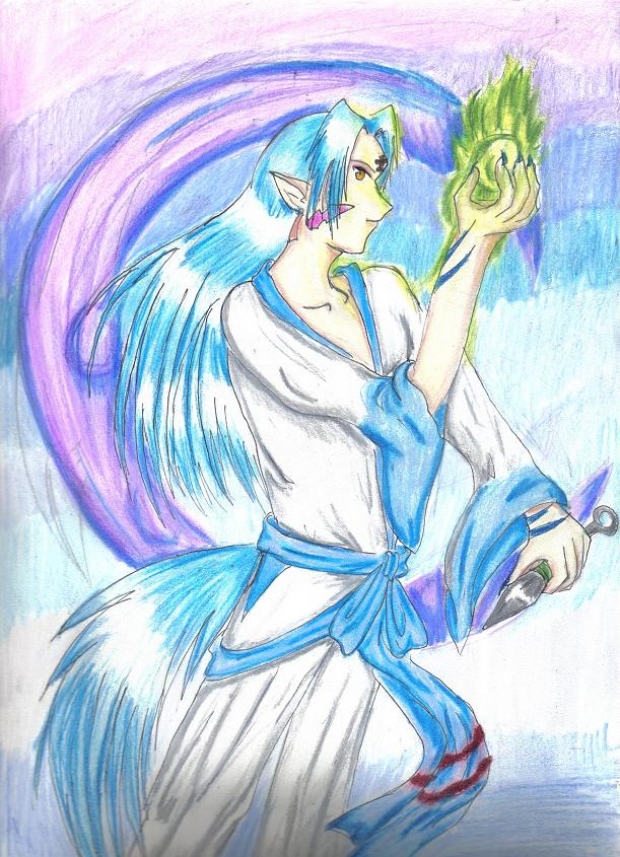 Blue wolf demon Sataru