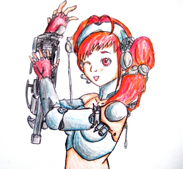 Robot arm manga girl...