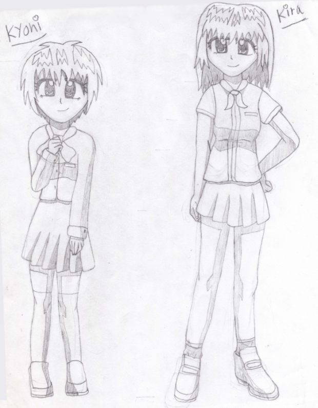 Kira & Kyoni in their school uniforms