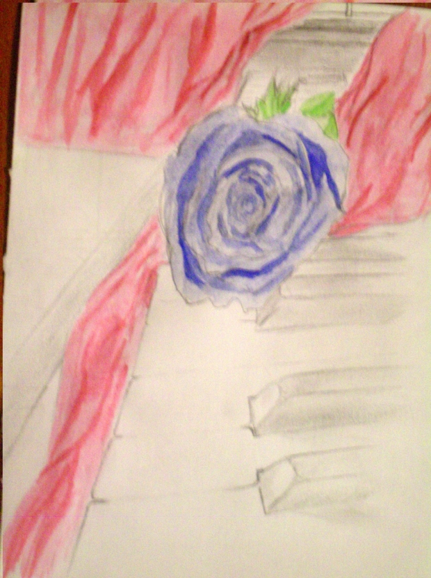 A rose on piano
