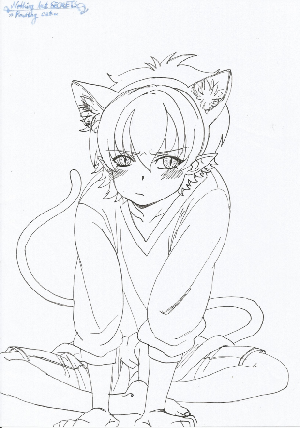 Pouting cat lineart