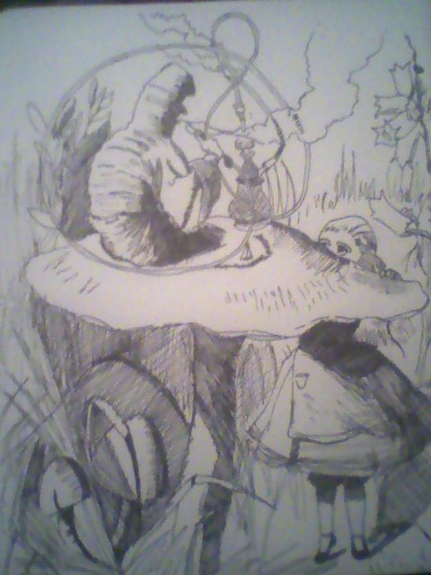 Alice and the blue Caterpillar