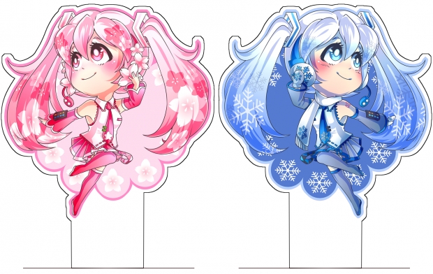 Sakura and Snow Miku