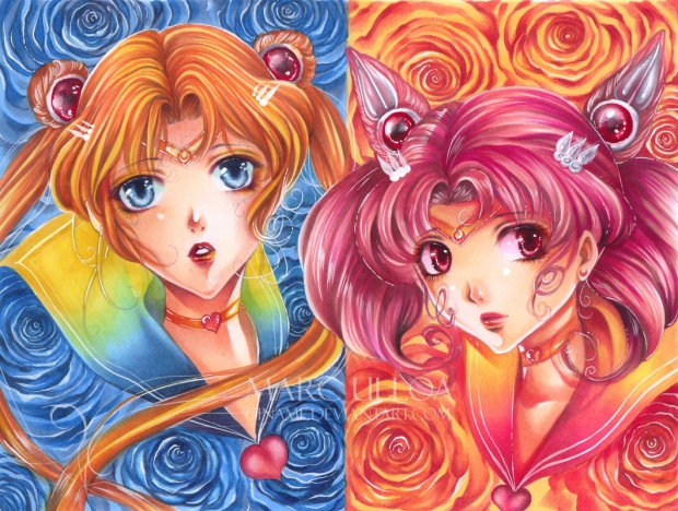 Chibi Moon and Sailor Moon