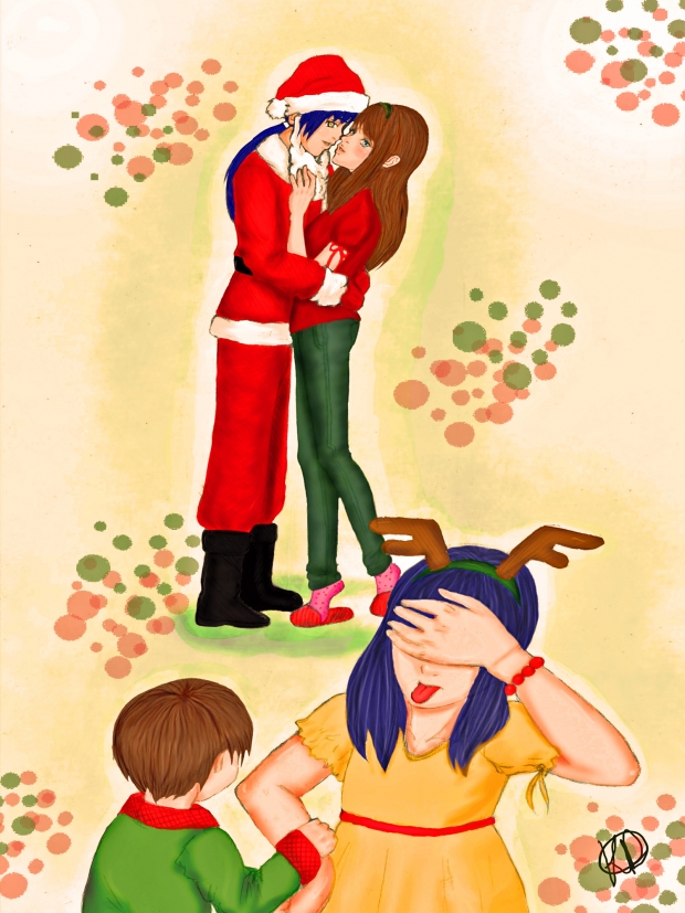 Mamas kissin' Santa Claus!