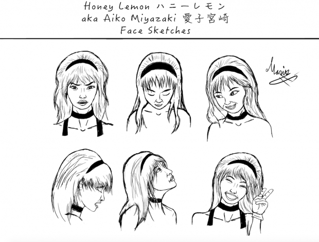 Honey Lemon Face sketches