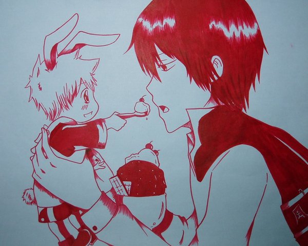 Hibari with bunny Tsuna