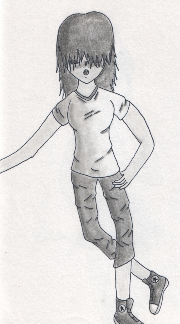 Some girl leaning against a wall... yeah...