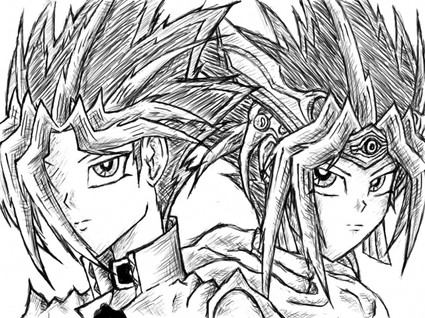 Atemu [the two versions] - lineart