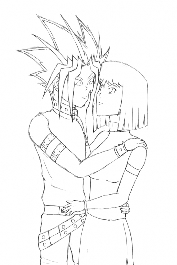 Yu Gi Oh Couple - Atemu X Tea [ lineart ]