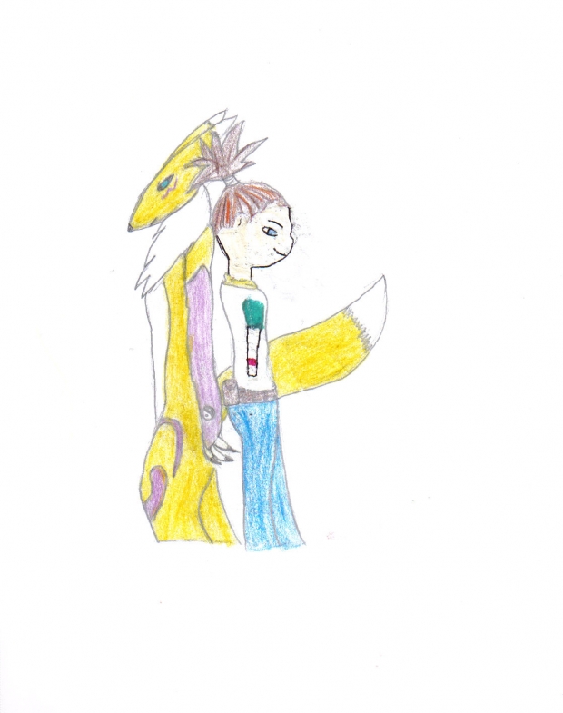 Renamon and Tamer(in color!)