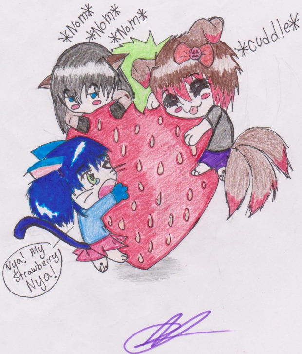 The three sister and their strawberry