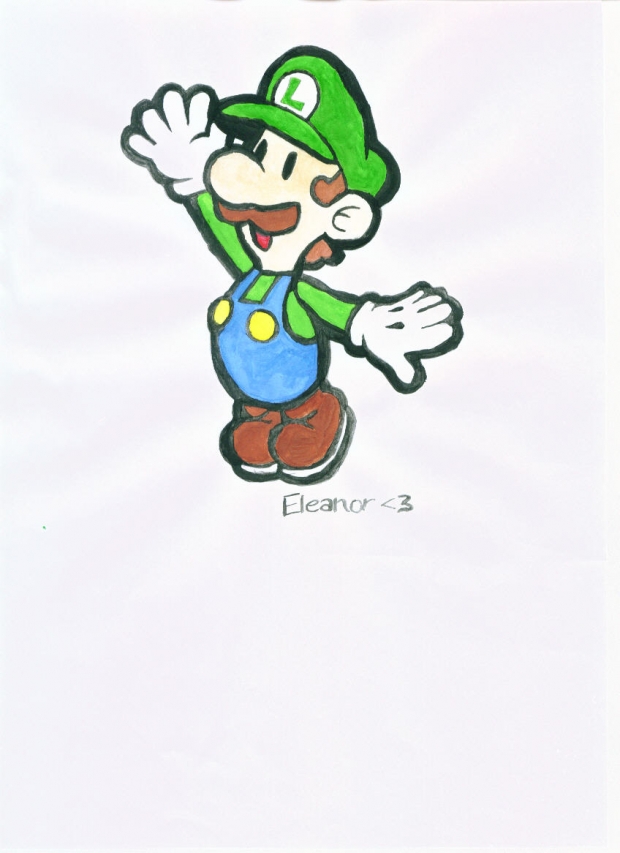 A painting of Paper Luigi
