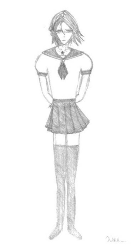 Ishida in a schoolgirl uniform