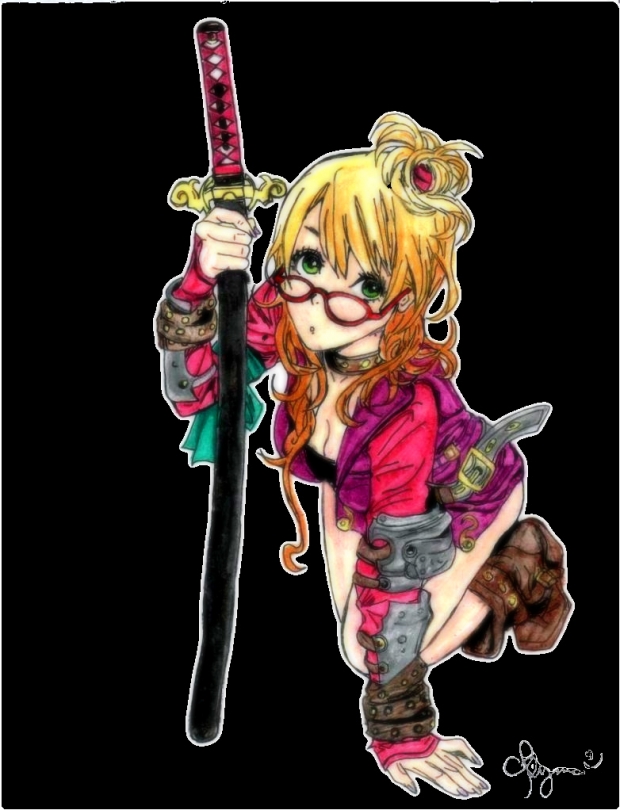 Lovely professor with her samurai sword