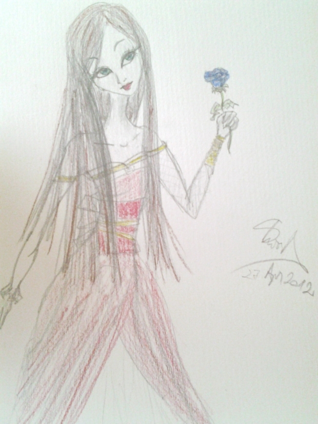 Milady with blue rose