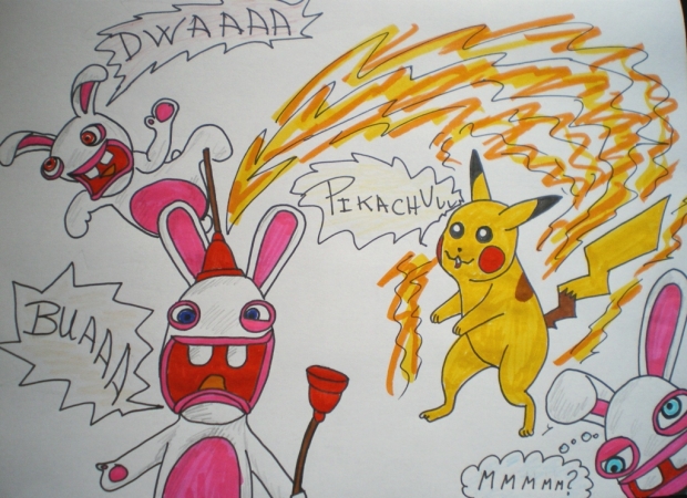 Raiving Rabbids vs Pikachu